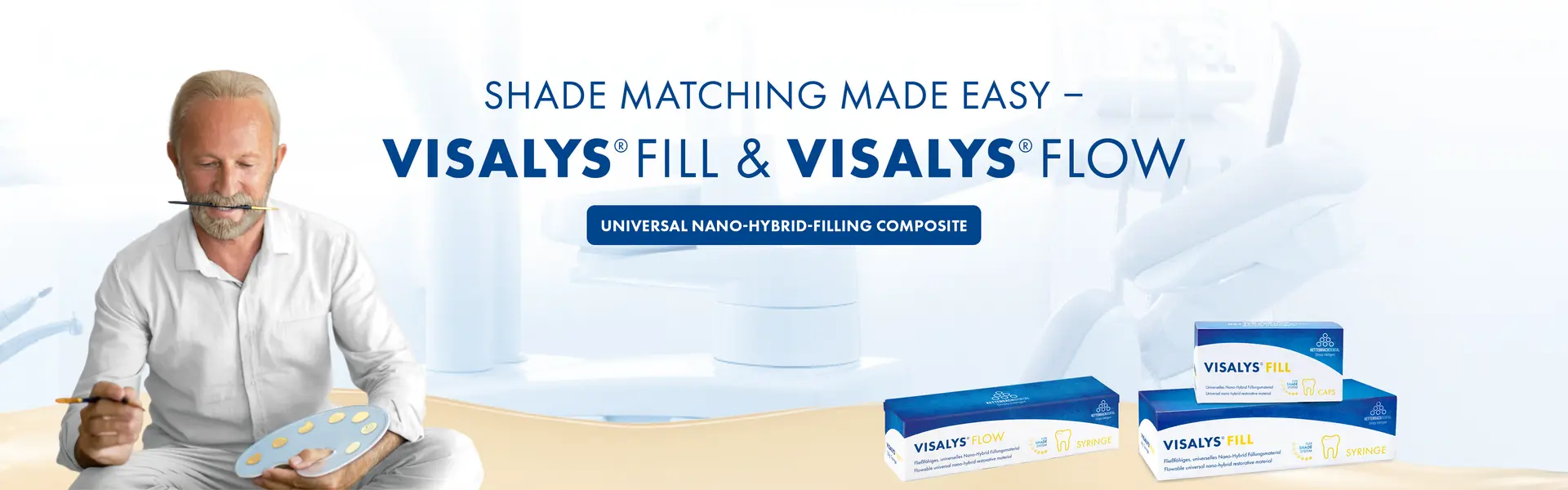 Shade matching made easy: VISALYS FILL & VISALYS FLOW, universal nano-hybrid-filling composite